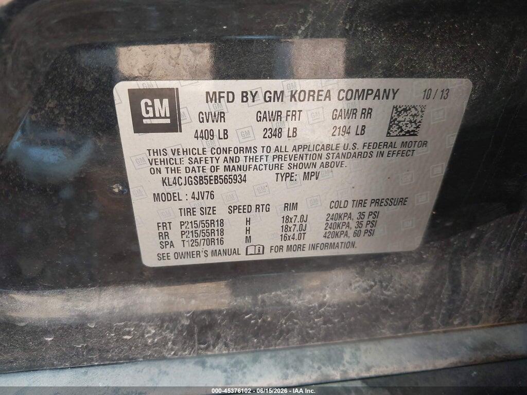 KL4CJGSB5EB565934 2014 BUICK ENCORE photo no. 9
