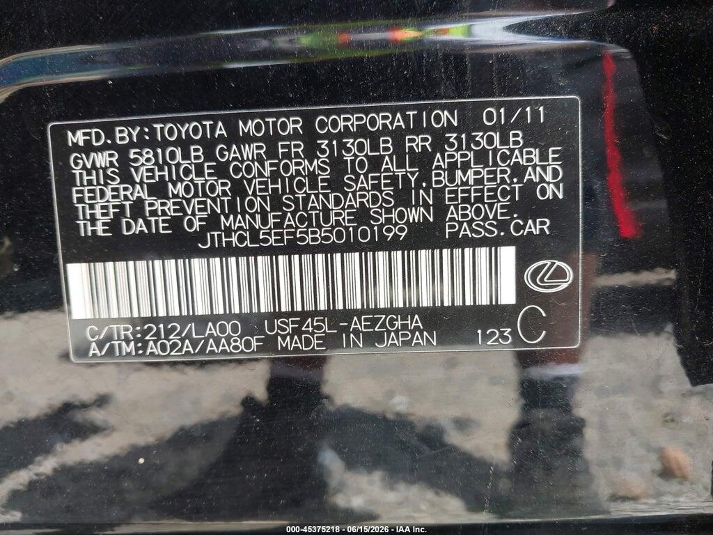JTHCL5EF5B5010199 2011 LEXUS LS 460 photo no. 9