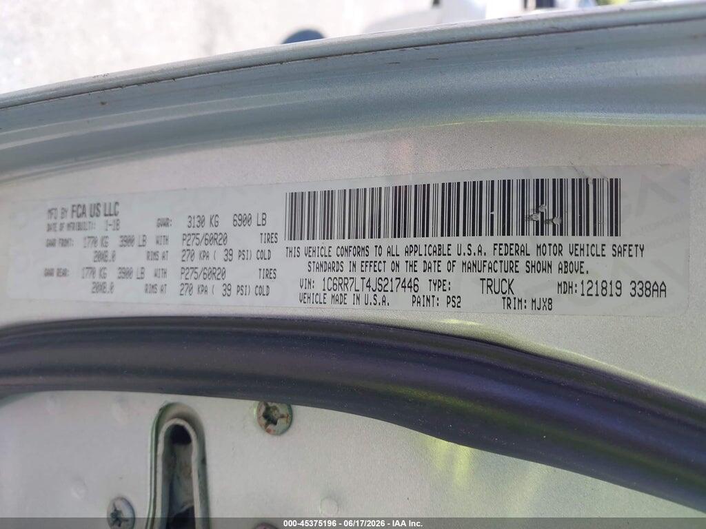 1C6RR7LT4JS217446 2018 RAM 1500 photo no. 9