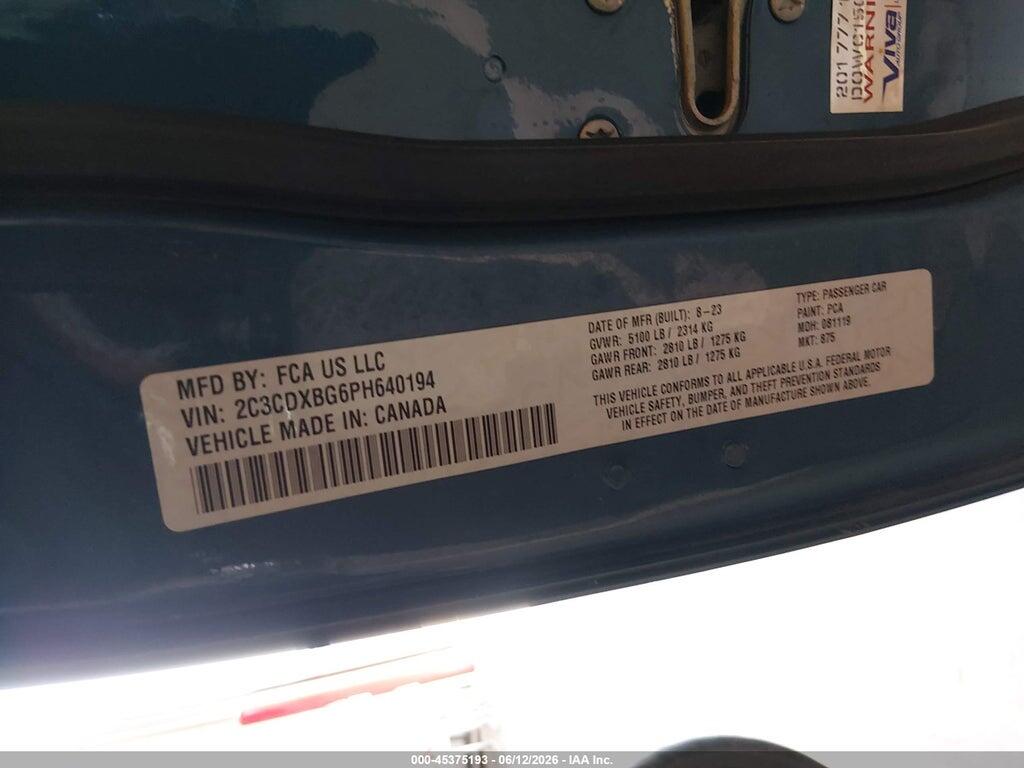 2C3CDXBG6PH640194 2023 DODGE CHARGER photo no. 9