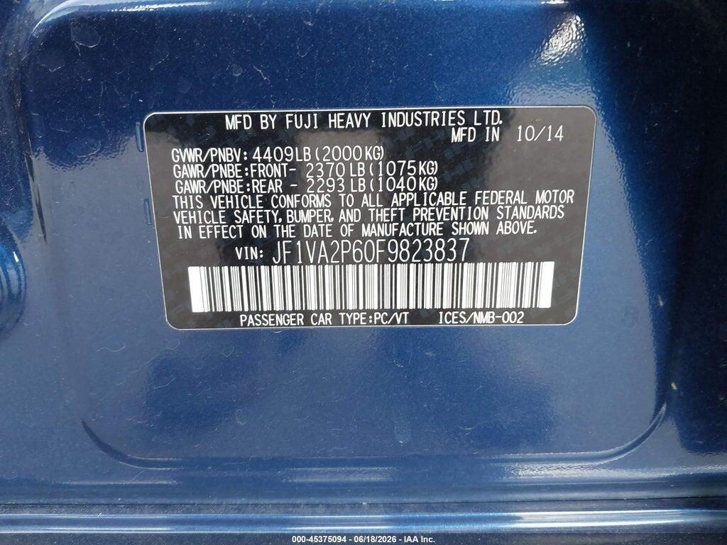JF1VA2P60F9823837 2015 SUBARU WRX STI photo no. 9