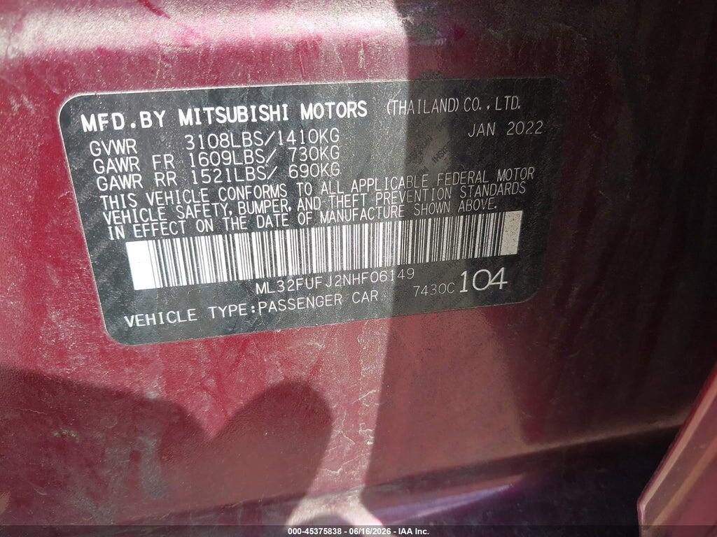 ML32FUFJ2NHF06149 2022 MITSUBISHI MIRAGE G4 photo no. 9