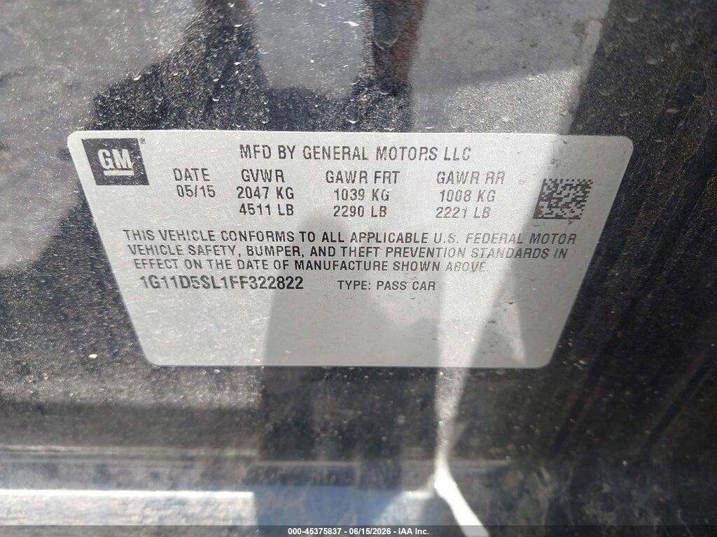 1G11D5SL1FF322822 2015 CHEVROLET MALIBU photo no. 9