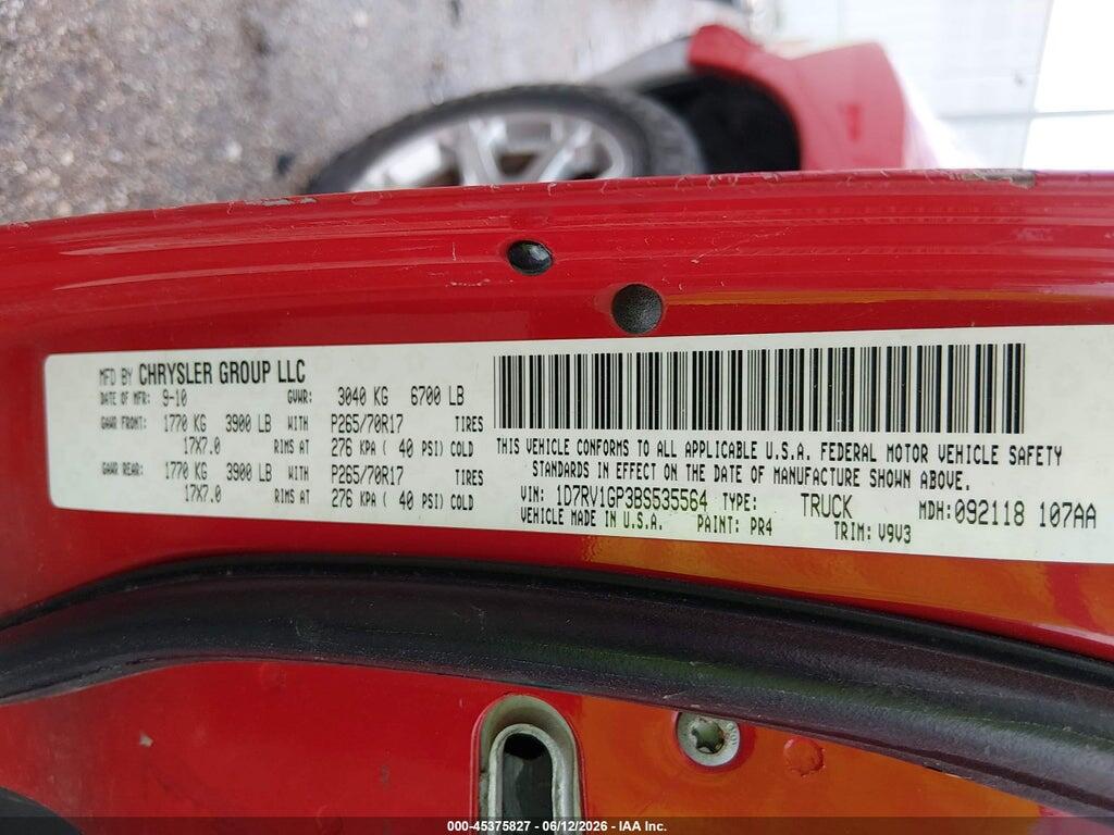 1D7RV1GP3BS535564 2011 RAM RAM 1500 photo no. 9