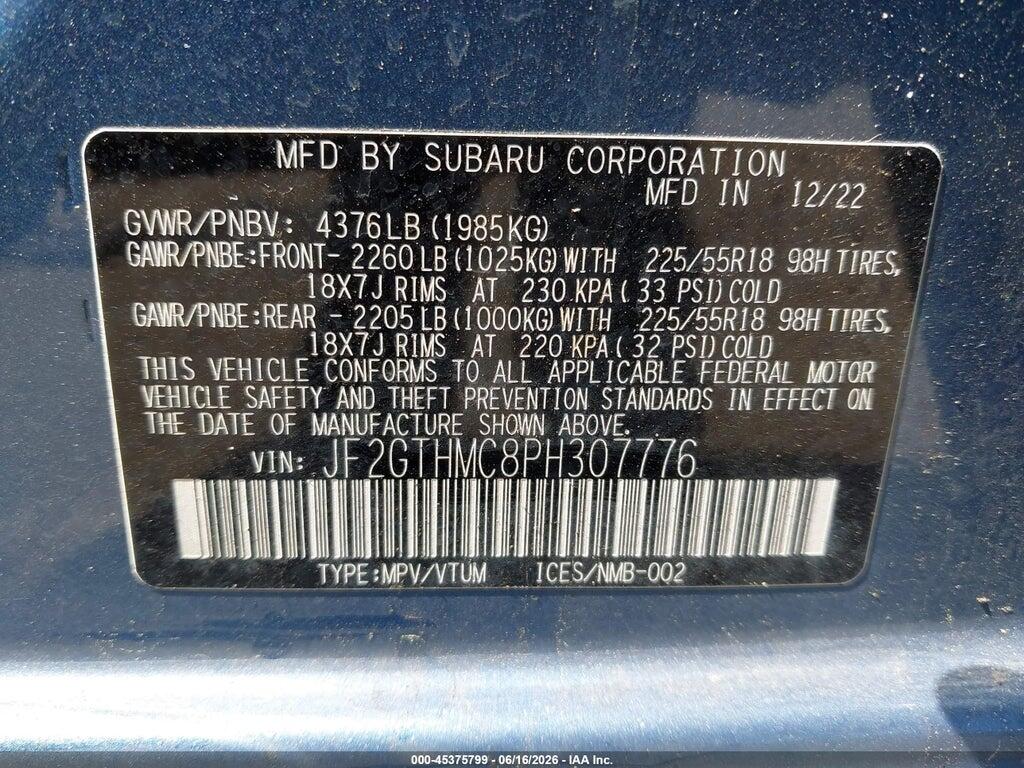 JF2GTHMC8PH307776 2023 SUBARU CROSSTREK photo no. 9