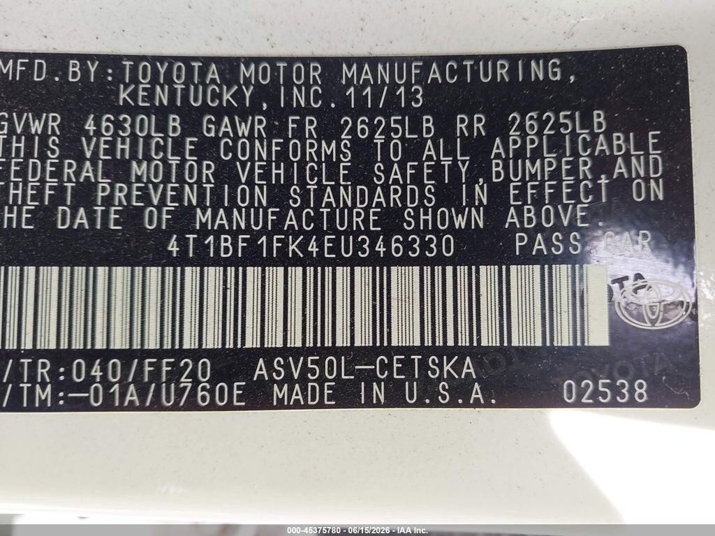 4T1BF1FK4EU346330 2014 TOYOTA CAMRY photo no. 9