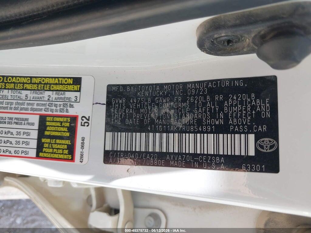 4T1G11AK7RU854891 2024 TOYOTA CAMRY photo no. 9