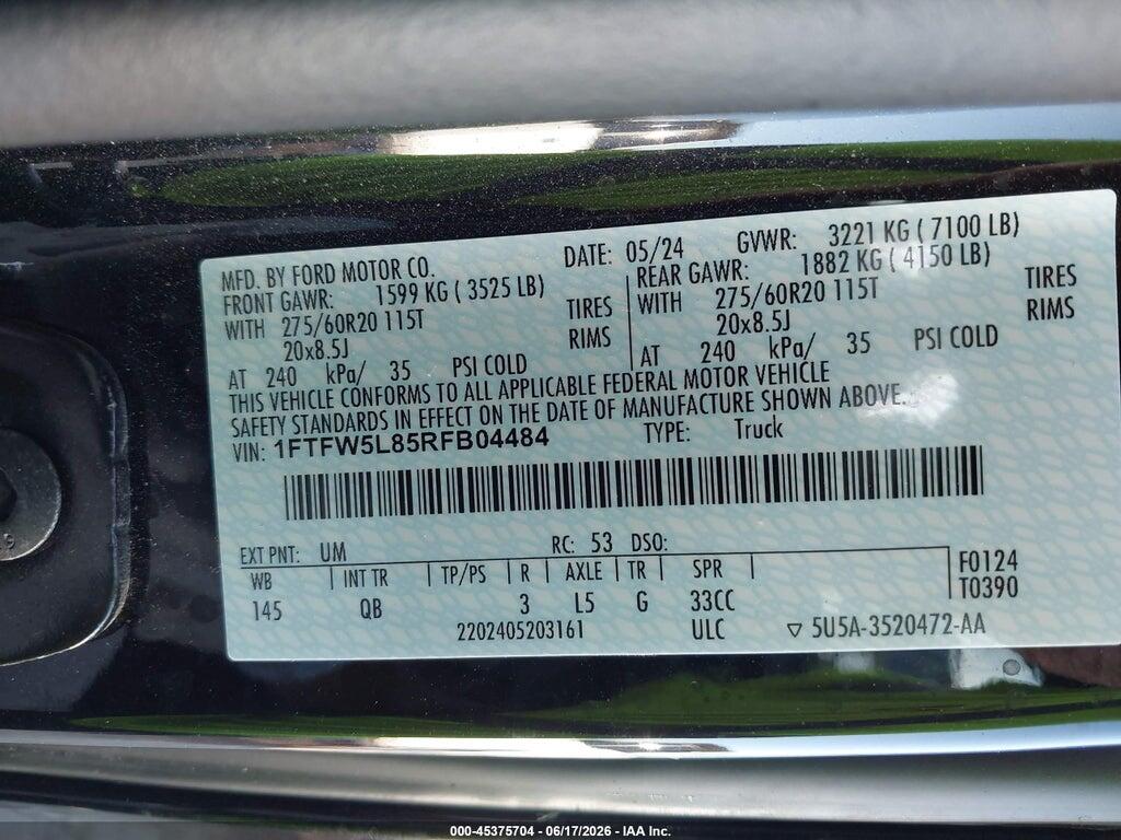1FTFW5L85RFB04484 2024 FORD F-150 photo no. 9