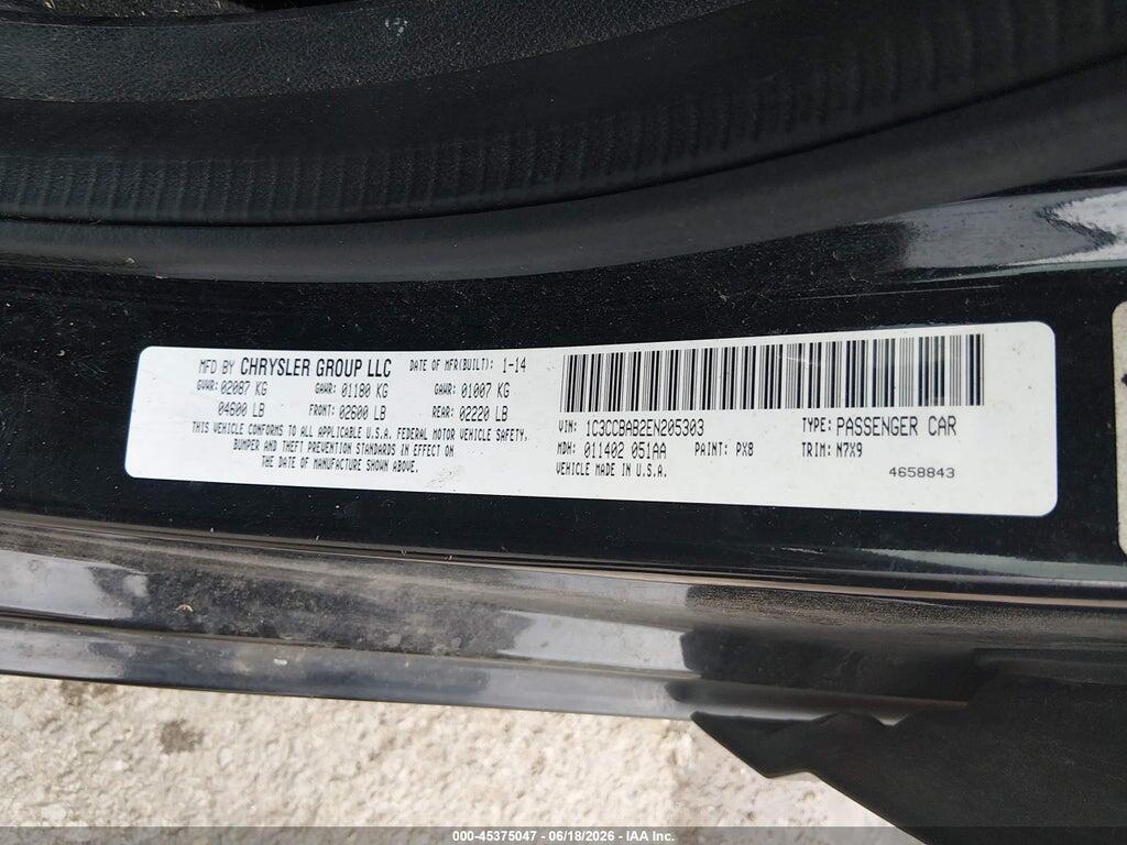 1C3CCBAB2EN205303 2014 CHRYSLER 200 photo no. 9