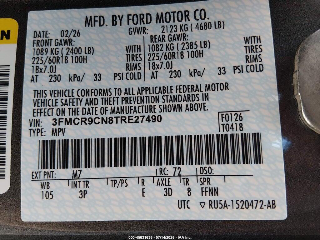3FMCR9CN8TRE27490 2026 FORD BRONCO SPORT photo no. 9