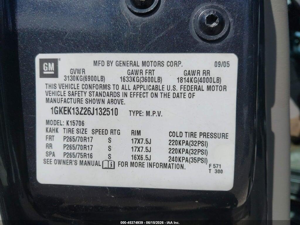 1GKEK13Z26J132510 2006 GMC YUKON photo no. 9