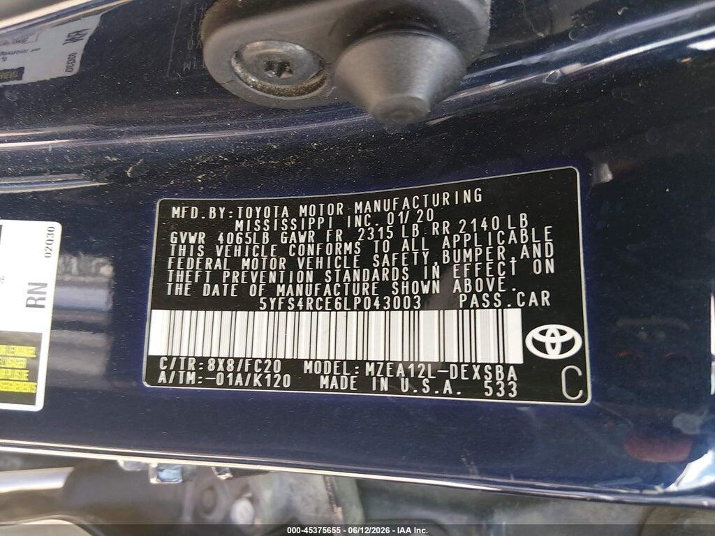 5YFS4RCE6LP043003 2020 TOYOTA COROLLA photo no. 9