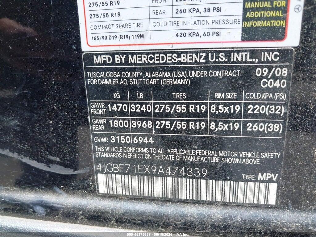 4JGBF71EX9A474339 2009 MERCEDES-BENZ GL 450 photo no. 9