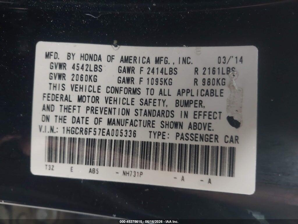 1HGCR6F57EA005336 2014 HONDA ACCORD HYBRID photo no. 9