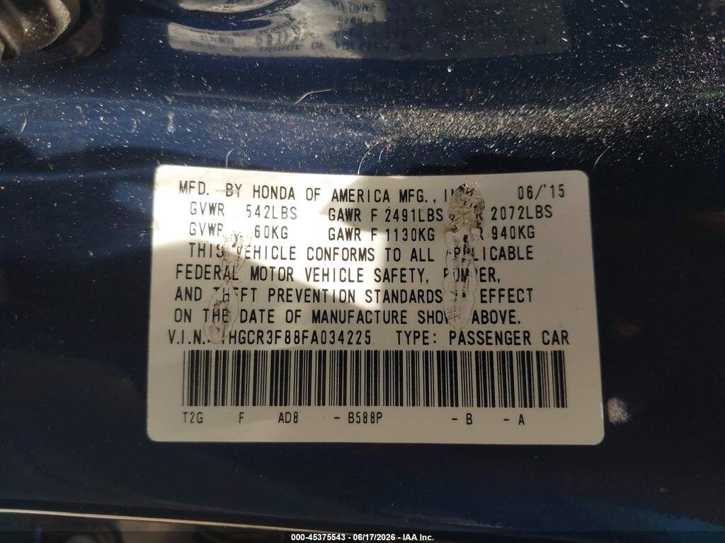 1HGCR3F88FA034225 2015 HONDA ACCORD photo no. 9