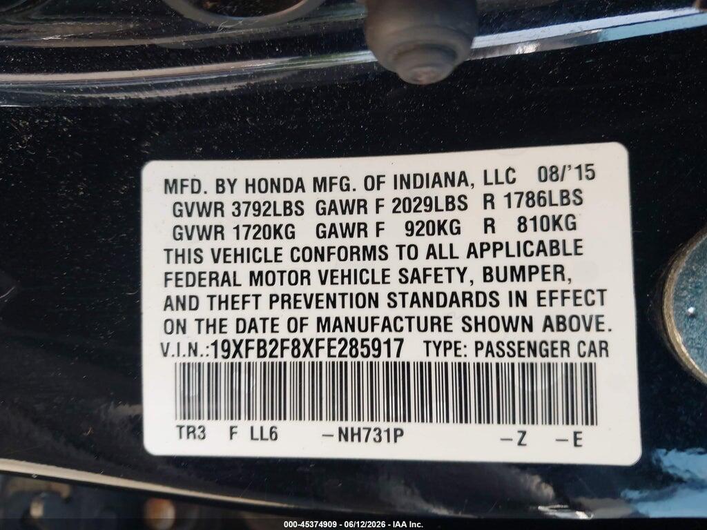 19XFB2F8XFE285917 2015 HONDA CIVIC photo no. 9