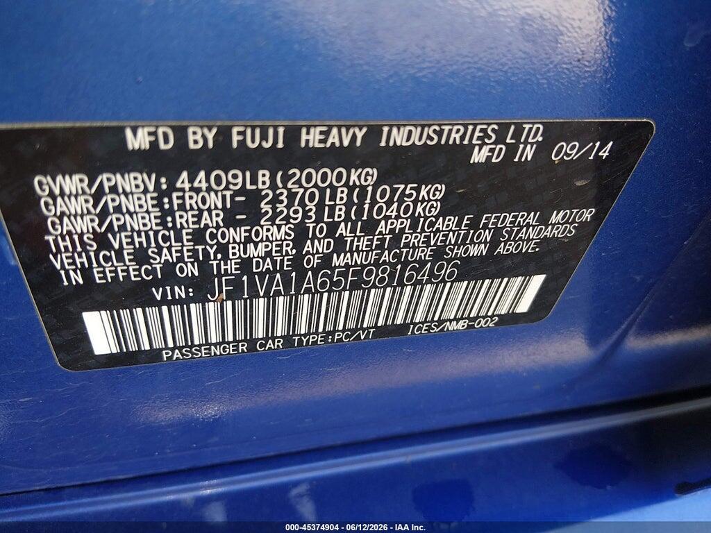 JF1VA1A65F9816496 2015 SUBARU WRX photo no. 9