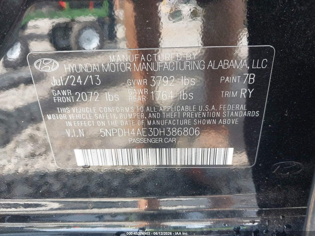 5NPDH4AE3DH386806 2013 HYUNDAI ELANTRA photo no. 9