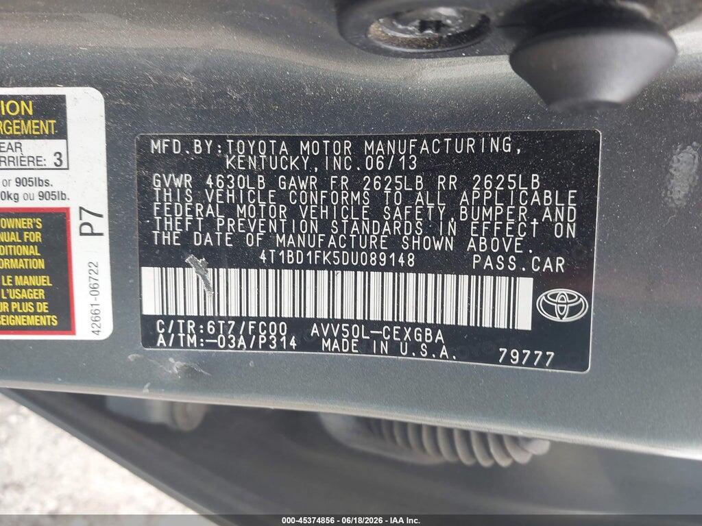 4T1BD1FK5DU089148 2013 TOYOTA CAMRY HYBRID photo no. 9