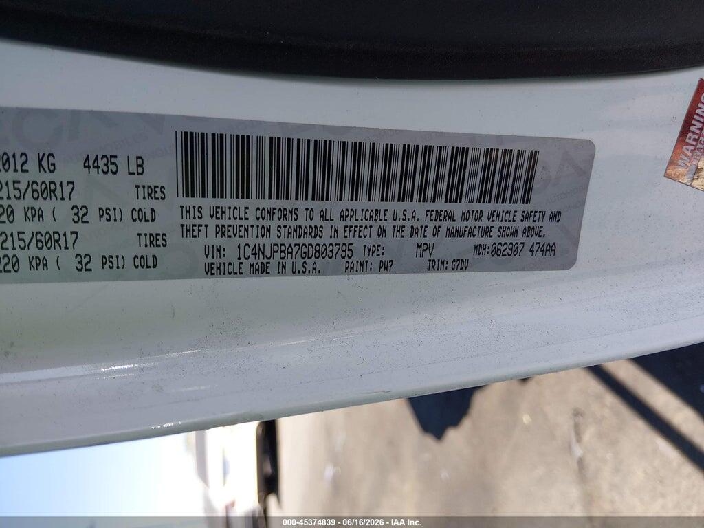 1C4NJPBA7GD803795 2016 JEEP PATRIOT photo no. 9