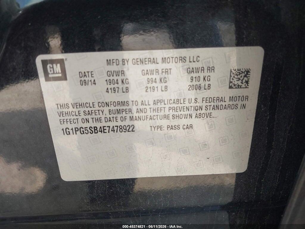 1G1PG5SB4E7478922 2014 CHEVROLET CRUZE photo no. 9