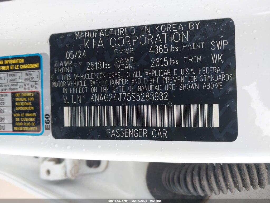 KNAG24J75S5283932 2025 KIA K5 photo no. 9