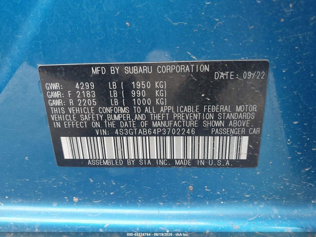 4S3GTAB64P3702246 2023 SUBARU IMPREZA photo no. 9