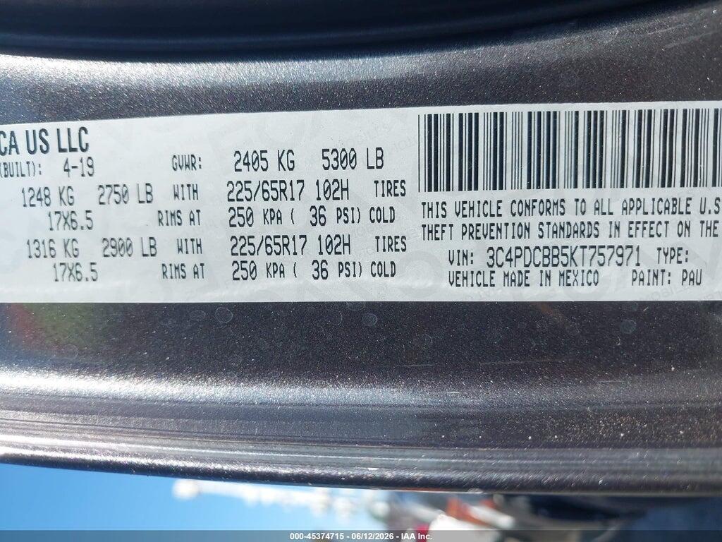 3C4PDCBB5KT757971 2019 DODGE JOURNEY photo no. 9