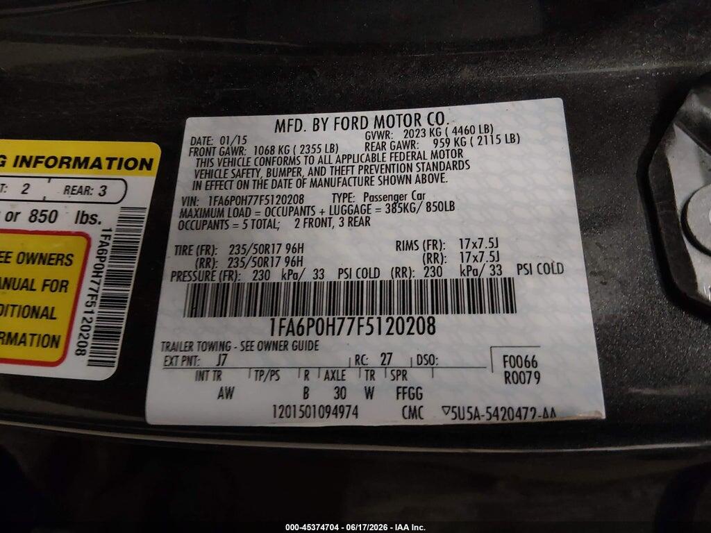 1FA6P0H77F5120208 2015 FORD FUSION photo no. 9