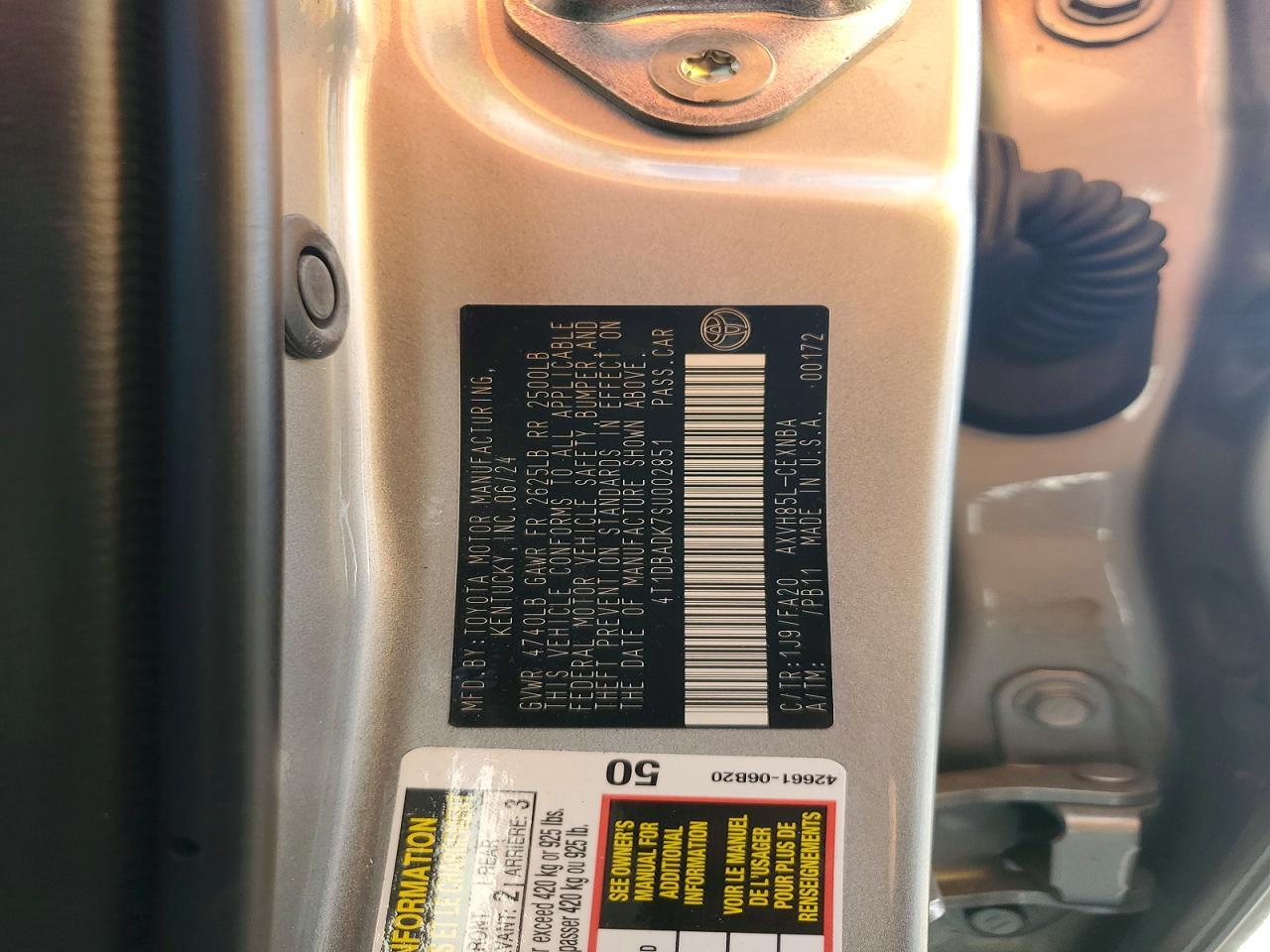 2025 TOYOTA CAMRY LE — Фото 12 из 12
