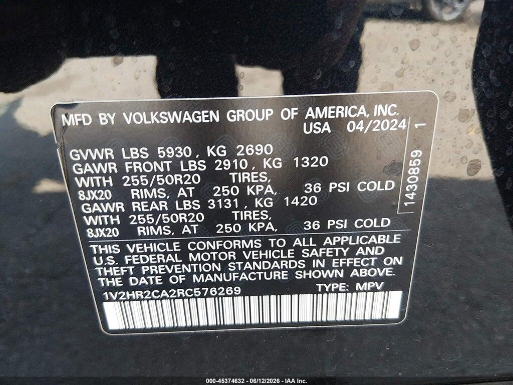 1V2HR2CA2RC576269 2024 VOLKSWAGEN ATLAS photo no. 9