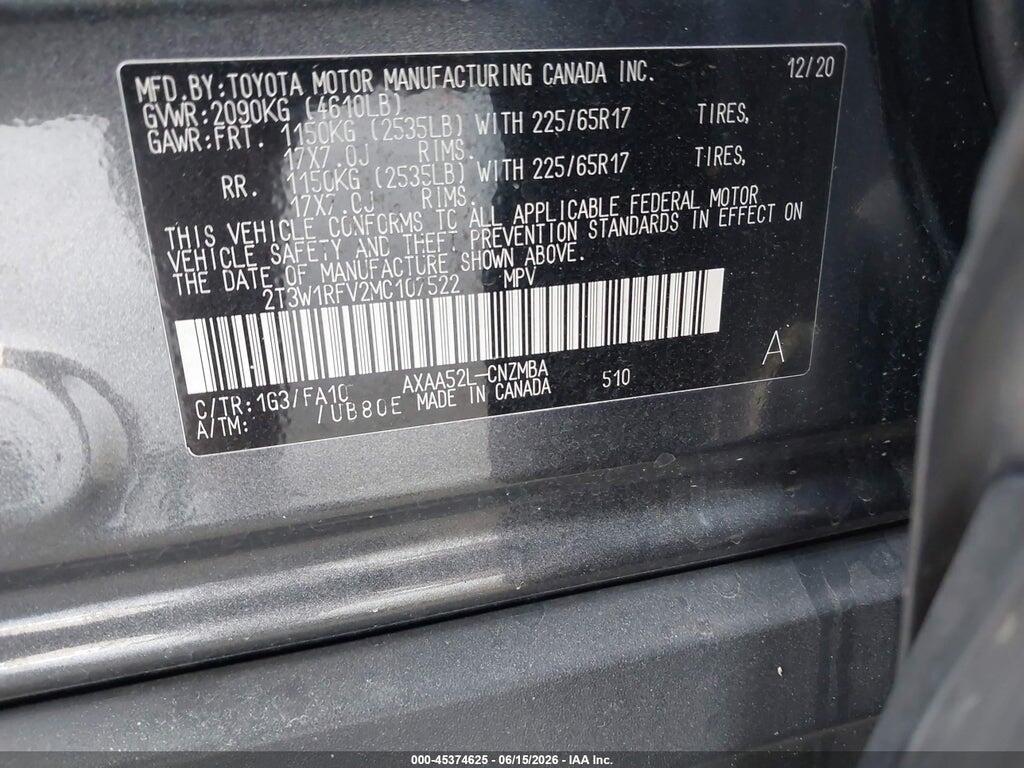 2T3W1RFV2MC107522 2021 TOYOTA RAV4 photo no. 9