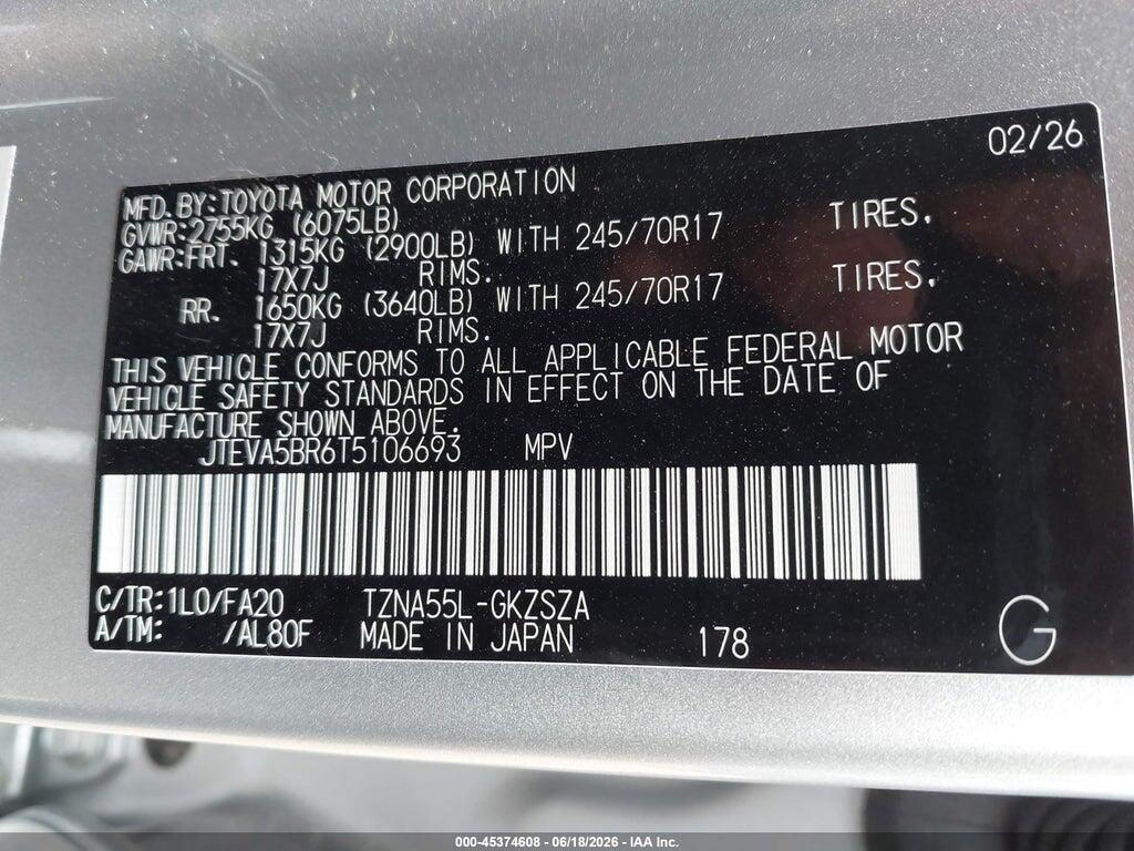 JTEVA5BR6T5106693 2026 TOYOTA 4RUNNER photo no. 9