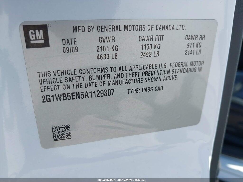 2G1WB5EN5A1129307 2010 CHEVROLET IMPALA photo no. 9