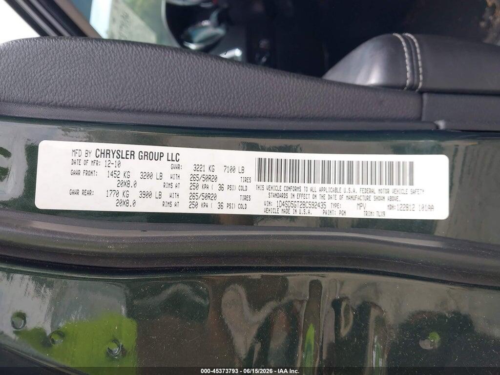1D4SD5GT2BC592435 2011 DODGE DURANGO photo no. 9