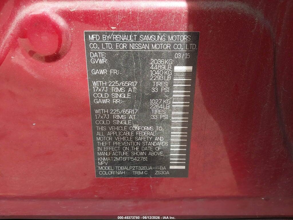 KNMAT2MT6FP542781 2015 NISSAN ROGUE photo no. 9