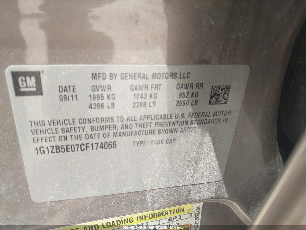 1G1ZB5E07CF174066 2012 CHEVROLET MALIBU photo no. 9