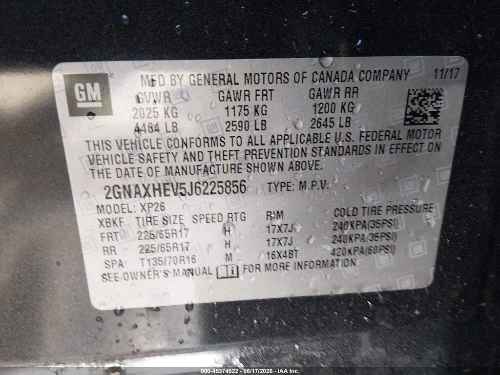 2GNAXHEV5J6225856 2018 CHEVROLET EQUINOX photo no. 9