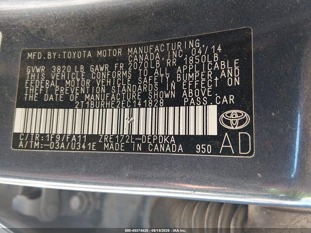 2T1BURHE2EC141828 2014 TOYOTA COROLLA photo no. 9