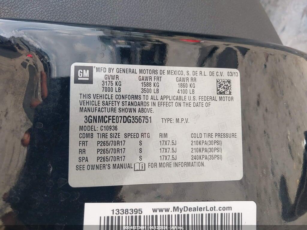 3GNMCFE07DG356751 2013 CHEVROLET AVALANCHE photo no. 9