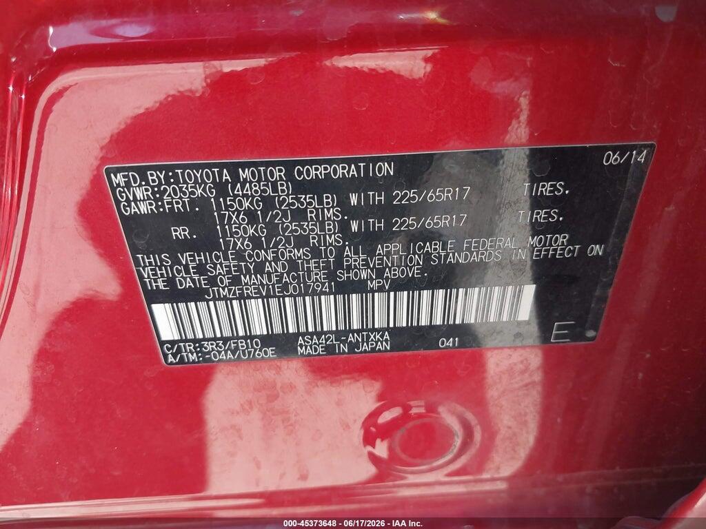 JTMZFREV1EJ017941 2014 TOYOTA RAV4 photo no. 9