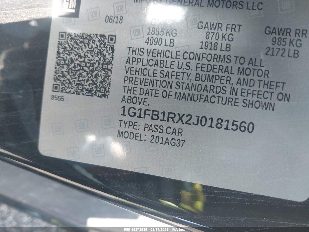 1G1FB1RX2J0181560 2018 CHEVROLET CAMARO photo no. 9