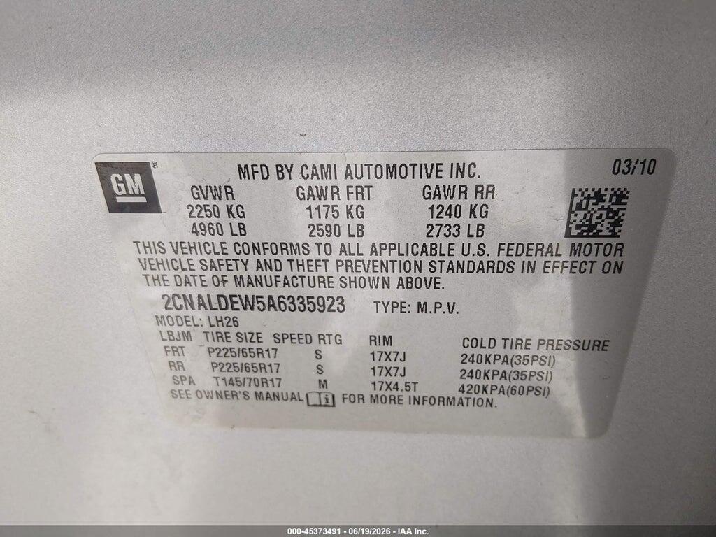 2CNALDEW5A6335923 2010 CHEVROLET EQUINOX photo no. 9