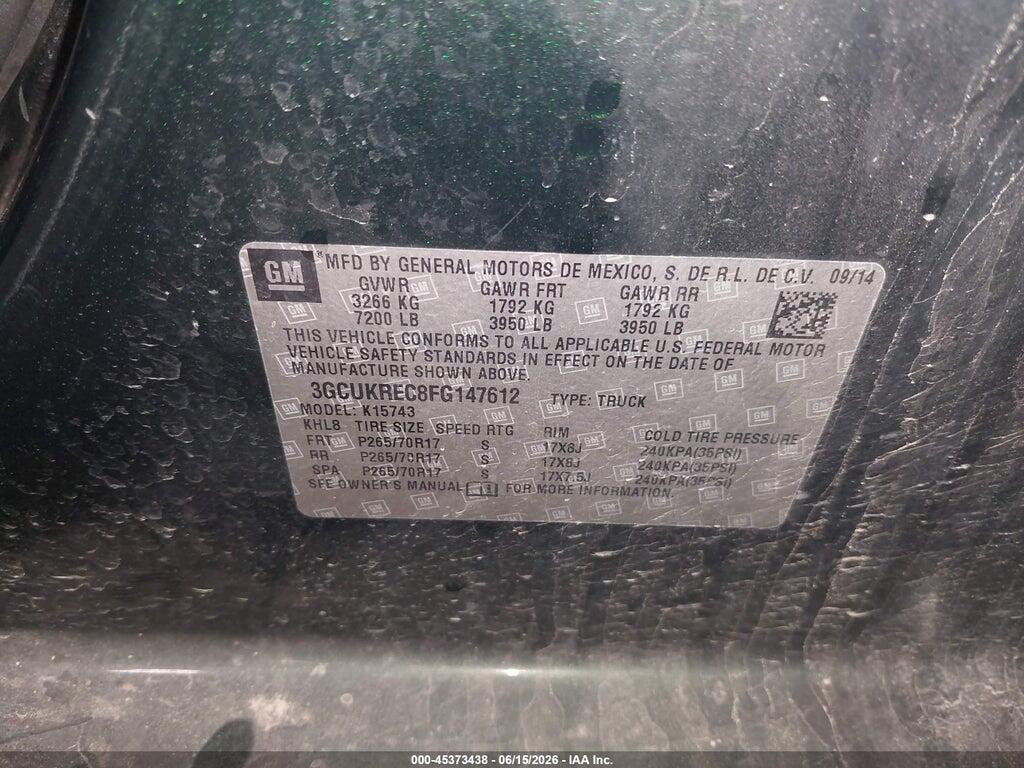 3GCUKREC8FG147612 2015 CHEVROLET SILVERADO 1500 photo no. 9