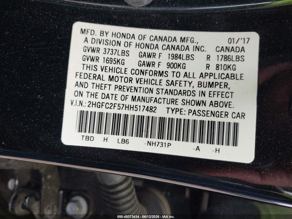 2HGFC2F57HH517482 2017 HONDA CIVIC photo no. 9