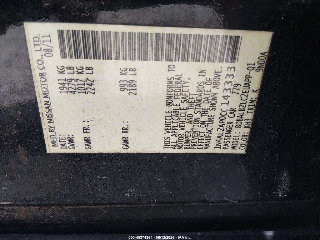 1N4AL2AP0CC143333 2012 NISSAN ALTIMA photo no. 9
