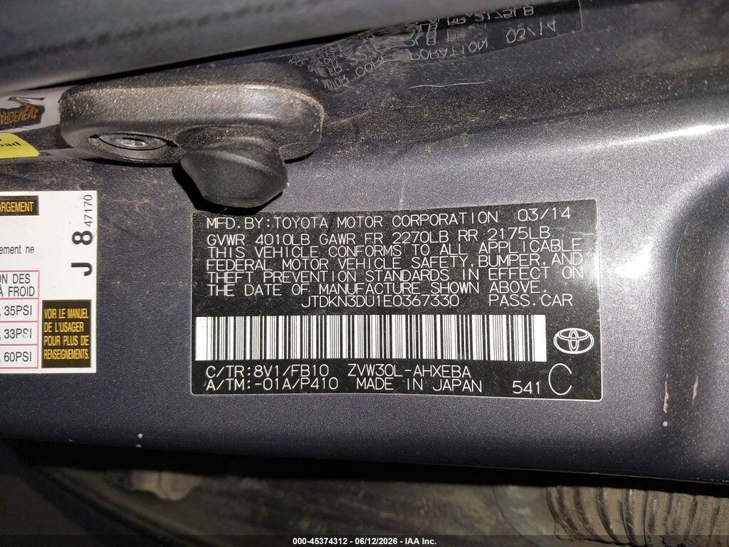 JTDKN3DU1E0367330 2014 TOYOTA PRIUS photo no. 9