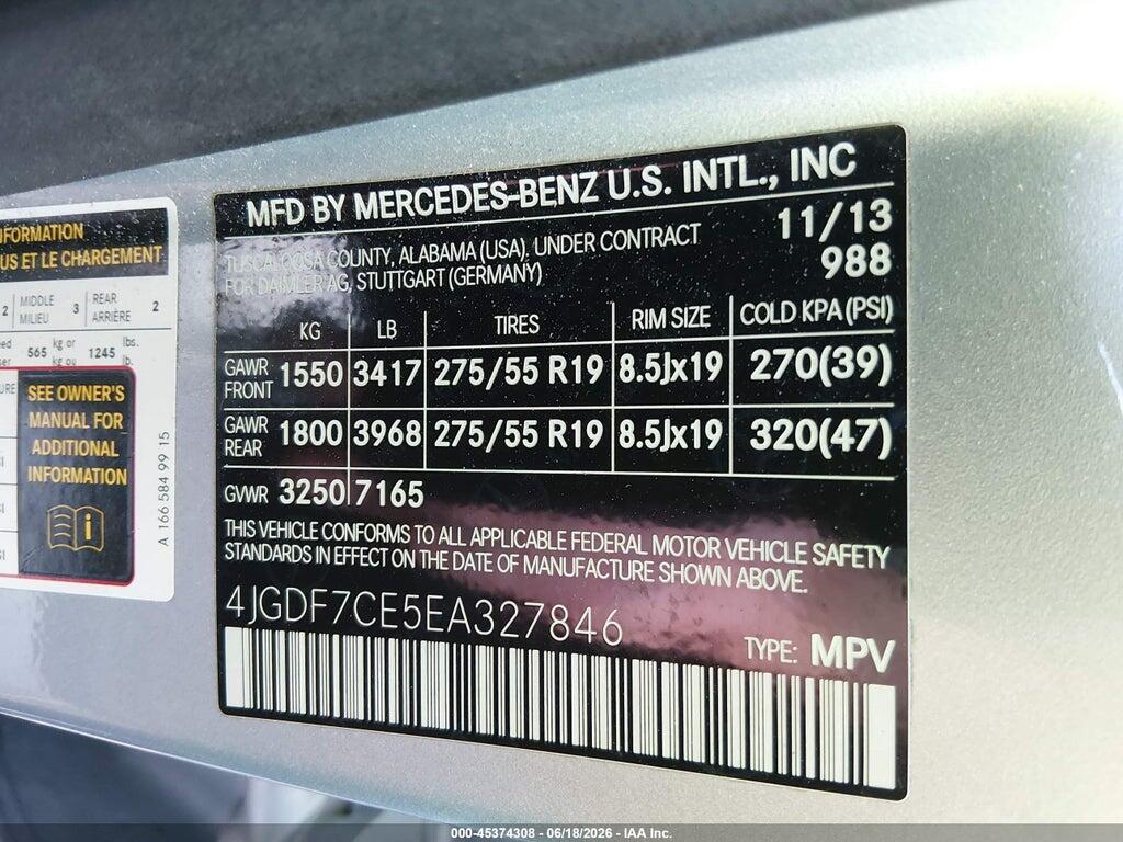 4JGDF7CE5EA327846 2014 MERCEDES-BENZ GL 450 photo no. 9