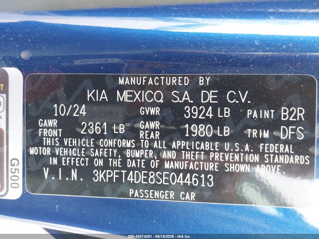 3KPFT4DE8SE044613 2025 KIA K4 photo no. 9