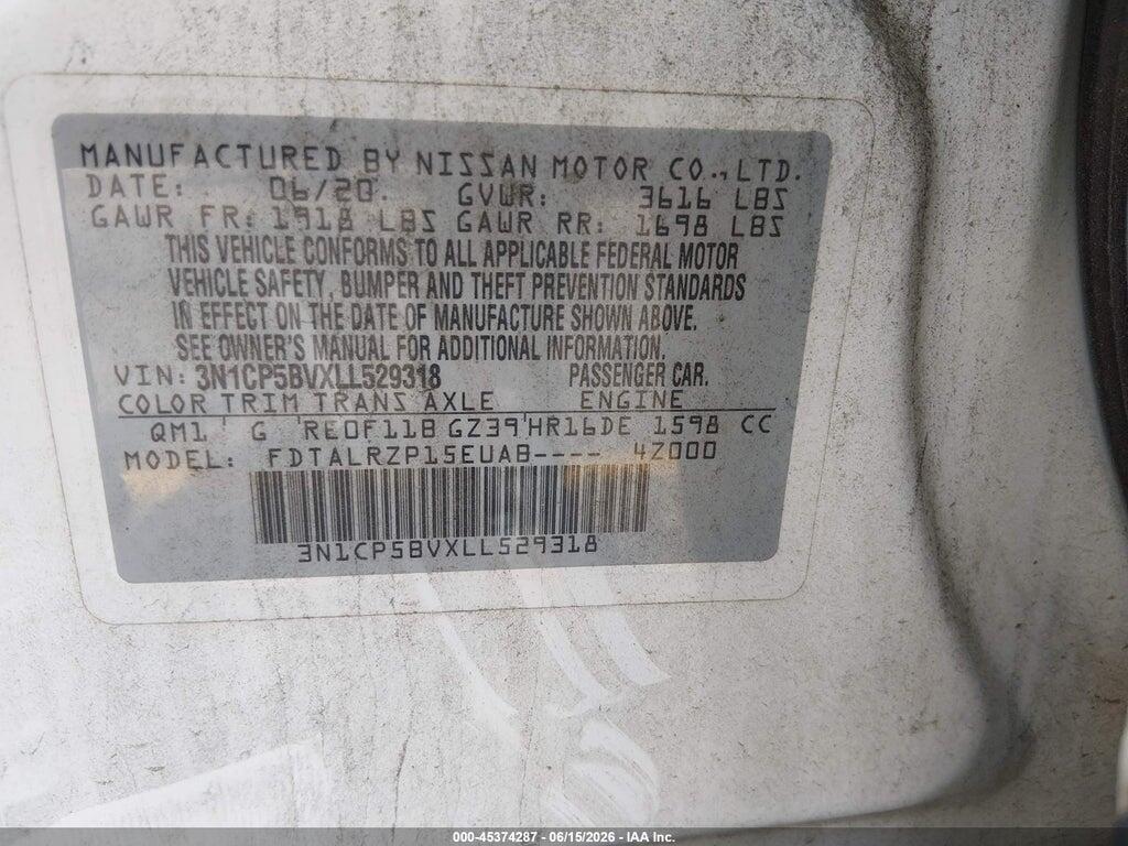 3N1CP5BVXLL529318 2020 NISSAN KICKS photo no. 9